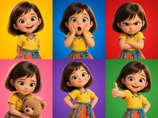 Cô bé hoạt hình 3D với nhiều biểu cảm
