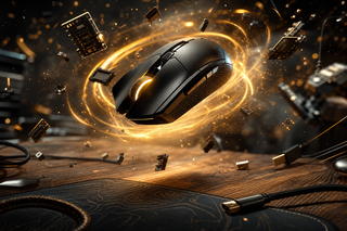 Chuột gaming lơ lửng với năng lượng vàng