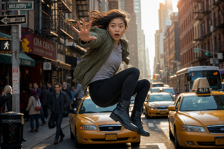 Cú nhảy giữa phố New York