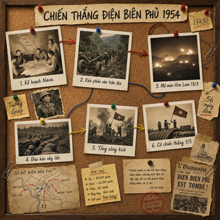 Chiến thắng Điện Biên Phủ 1954 trên bảng ghim vint...