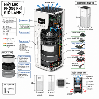 Infographic máy lọc không khí Gió Lành
