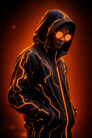 Chân dung cyberpunk neon cam