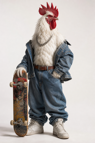 Gà trống skater phong cách studio