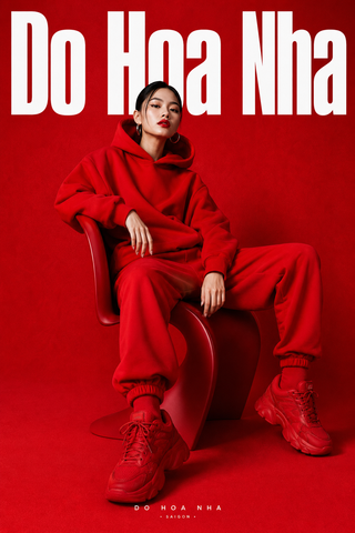 Poster thời trang đỏ phong cách high-fashion