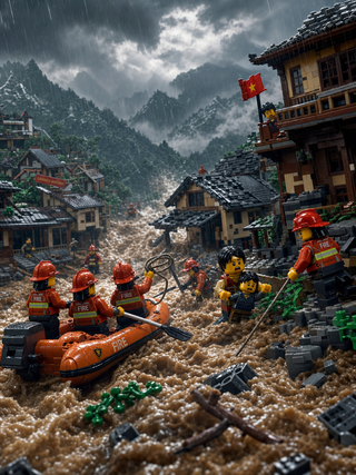 Cứu hộ lũ quét LEGO trên núi
