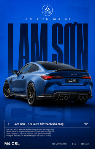 Poster xe thể thao Lam Sơn M4 CSL nền xanh