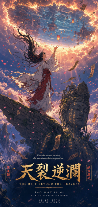 Poster anime thiếu nữ giữa biển mây thần thoại