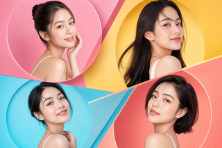 Collage beauty cao cấp với bốn phụ nữ Việt Nam