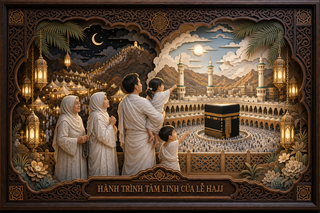 Lễ Hajj trong diorama giấy cắt nhiều lớp