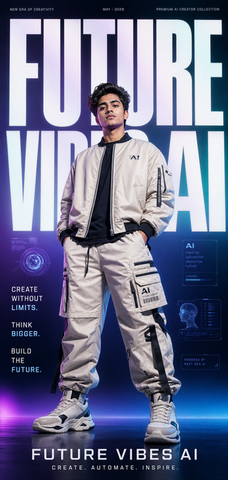 Poster thời trang AI phong cách futuristic luxury