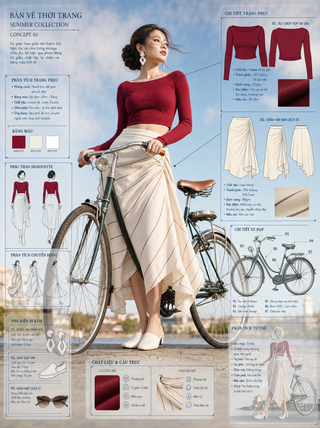Blueprint thời trang bên xe đạp cổ điển