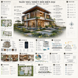 Infographic biệt thự nhiệt đới hiện đại