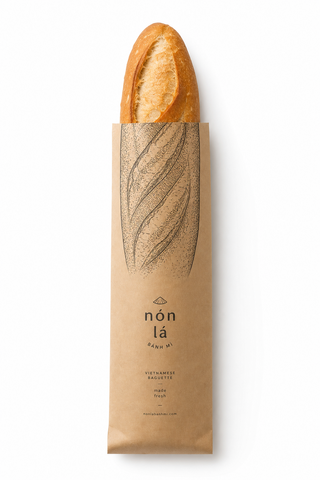 Bánh mì và bao bì minh họa tối giản