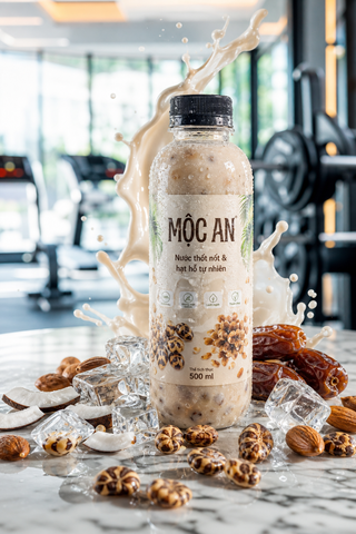 Quảng cáo nước thốt nốt Mộc An trong studio fitnes...