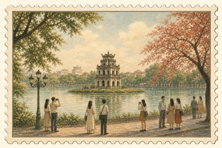 Tem thư cổ điển Tháp Rùa Hà Nội