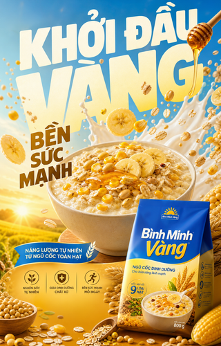 Poster quảng cáo ngũ cốc Bình Minh Vàng