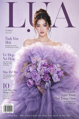 Bìa tạp chí thời trang tím lavender