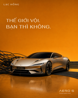 Poster ô tô concept Lạc Hồng Aero S nền cam tối gi...
