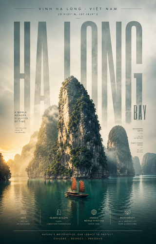 Poster Vịnh Hạ Long phong cách du lịch điện ảnh