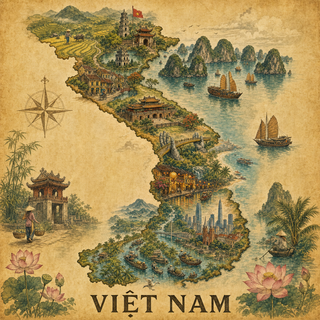 Bản đồ cổ minh họa Việt Nam
