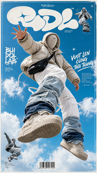 Poster streetwear tương lai trên bầu trời