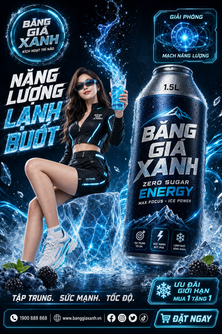 Quảng cáo nước tăng lực băng giá xanh