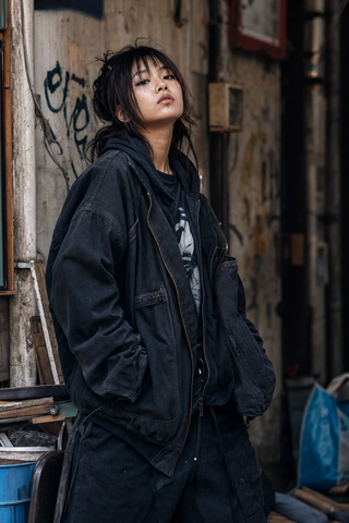 Chân dung grunge trong phố tối