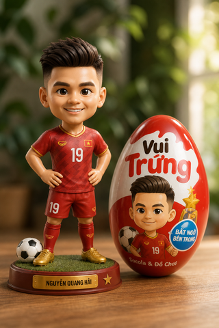 Mô hình cầu thủ và trứng kẹo Vui Trứng