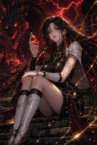 Nữ chiến binh anime giữa bão đỏ và rồng đen