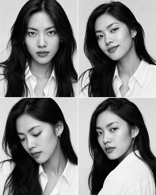 Contact sheet chân dung thời trang đen trắng