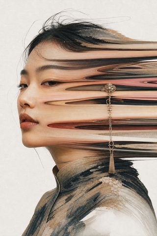 Chân dung glitch mixed-media siêu thực