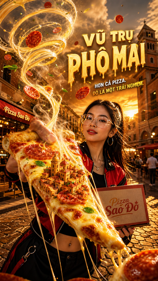 Quảng cáo pizza vũ trụ phô mai