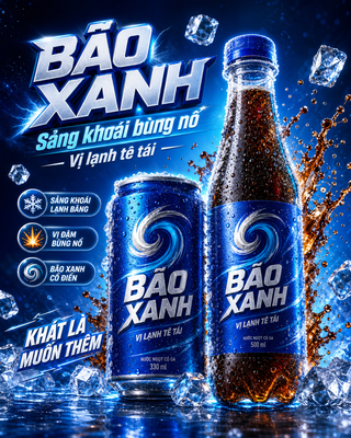 Poster quảng cáo nước ngọt Bão Xanh