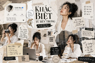 Collage editorial cô gái sáng tạo