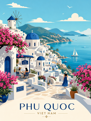 Poster du lịch Phú Quốc phong cách vector
