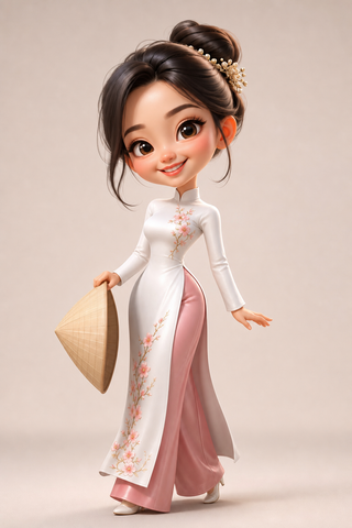 Cô gái áo dài phong cách 3D dễ thương