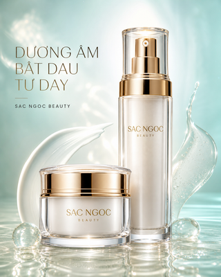 Mỹ phẩm dưỡng ẩm Sac Ngoc Beauty nền aqua sang trọ...