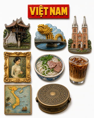 Nam châm tủ lạnh Việt Nam dạng resin 3D flat-lay