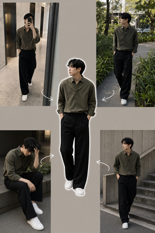 Collage lookbook nam tối giản