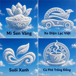 Logo mây thương hiệu Việt trong poster lưới 2x2