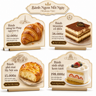 Bảng menu bánh ngọt phong cách Pháp