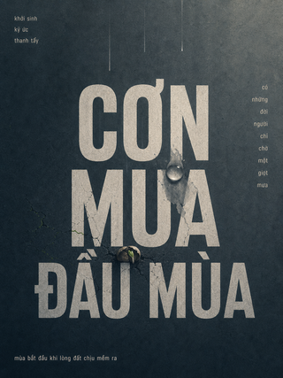 Poster Cơn mưa đầu mùa với typography tối giản