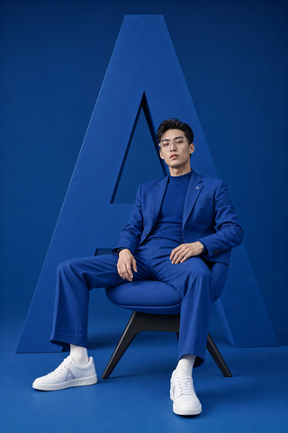 Bộ ảnh thời trang xanh cobalt trong studio