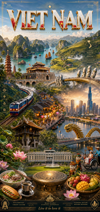 Poster du lịch Việt Nam phong cách 3D điện ảnh
