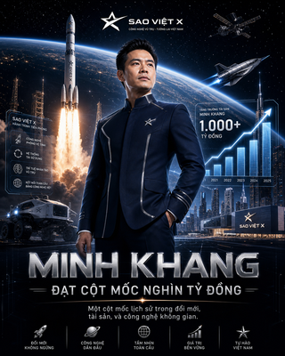 Poster công nghệ vũ trụ với doanh nhân Minh Khang