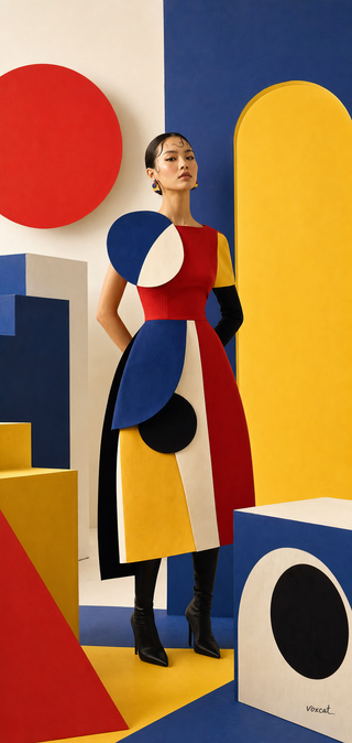 Thời trang hình học sắc màu Bauhaus