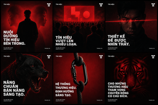 Poster nhận diện thương hiệu Tín Hiệu đỏ đen táo b...