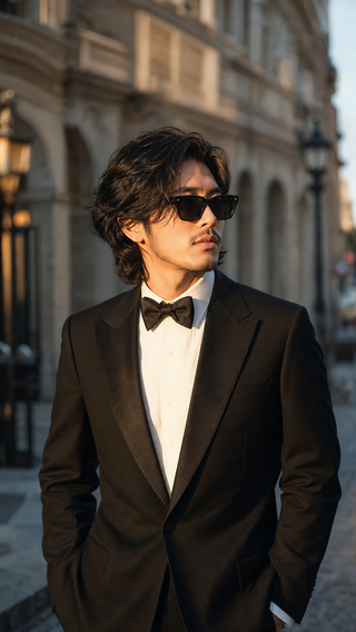 Chân dung quý ông tuxedo trên phố châu Âu