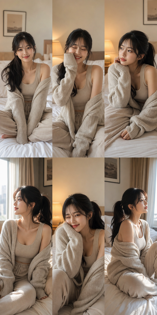 Collage chân dung phòng ngủ ấm áp