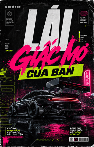 Poster siêu xe streetwear neon
